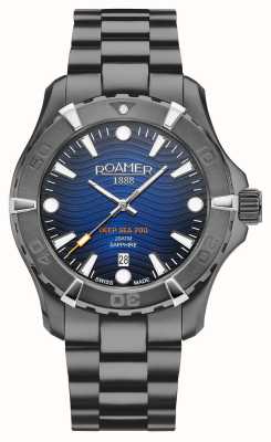 Roamer мужские | глубокое море 200 | синий циферблат | стальной браслет с черным PVD-покрытием 860833 44 45 70