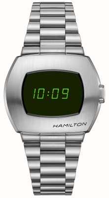 Hamilton Американский классический цифровой кварцевый PSR (40,8 мм), черно-зеленый дисплей/браслет из нержавеющей стали H52414131