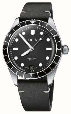 ORIS Часы Divers Sixty Five, калибр 12h 400 (40 мм), черный циферблат и черный кожаный ремешок 01 400 7772 4054-07 5 20 82
