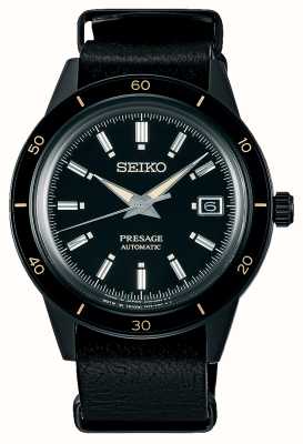Seiko Автоматические черные часы Presage в стиле 60-х годов Stealth SRPH95J1
