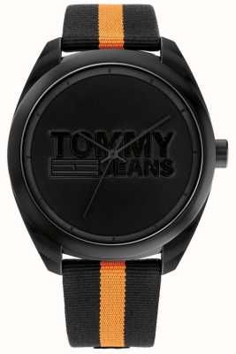 Tommy Jeans мужские | черный циферблат | черный и оранжевый нейлоновый ремешок 1792042