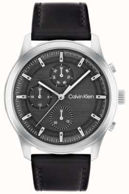 Calvin Klein мужские | черный циферблат хронографа | черный кожаный ремешок 25200211