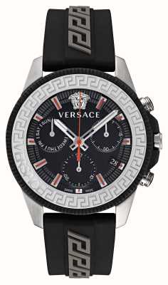 Versace Греческий хронограф | черный циферблат | черный силиконовый ремешок VE3J00222