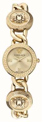 Versace Значок шпильки | золотой циферблат | браслет из стали с золотым покрытием VE3C00222