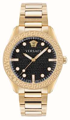 Versace Греческий купол | черный циферблат | браслет из стали с золотым покрытием VE2T00522