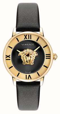 Versace Медуза | черный циферблат | черный кожаный ремешок VE2R00122