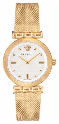 Versace Меандр | белый циферблат | золотой браслет с пвд сеткой VELW00820