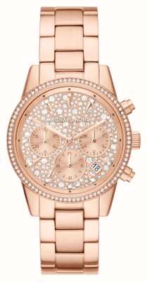 Michael Kors Ритц | хрустальный циферблат хронографа | браслет из нержавеющей стали из розового золота MK7302