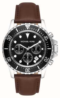 Michael Kors Эверест | черный циферблат хронографа | коричневый кожаный ремешок MK9054