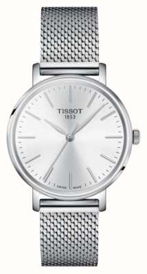 Tissot Женский каждый раз | серебряный циферблат | браслет из стальной сетки T1432101101100