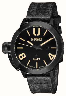 U-Boat Классико Ю-47 47мм аб1 | черный циферблат | черный кожаный ремешок 9160