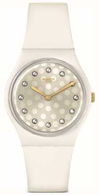 Swatch Биокерамические блестящие белые силиконовые часы SO31W109
