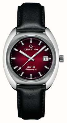 Certina Дс-2 | мощный | красный циферблат | черный кожаный ремешок C0244071742100