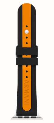 Armani Exchange Ремешок Apple Watch (42/44/45 мм) черный с оранжевым силиконом AXS8017