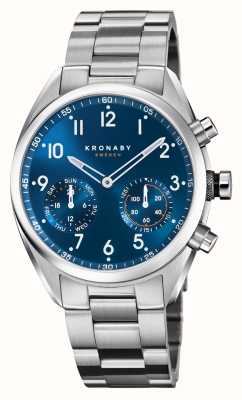 Kronaby Гибридные умные часы Apex (43 мм), синий циферблат, браслет из нержавеющей стали с 3 звеньями S3762/1