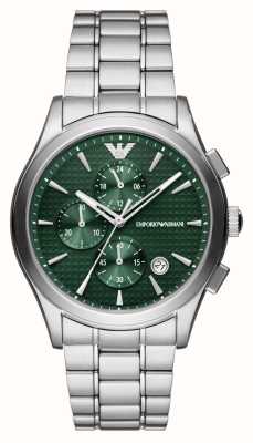Emporio Armani мужские | зеленый циферблат хронографа | браслет из нержавеющей стали AR11529