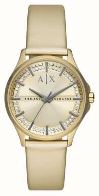 Armani Exchange женские | золотой циферблат | набор кристаллов | золотой ремешок из искусственной кожи AX5271