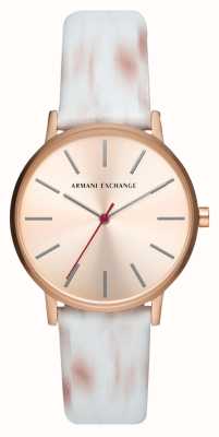 Armani Exchange женские | циферблат из розового золота | бело-розовый кожаный ремешок AX5588