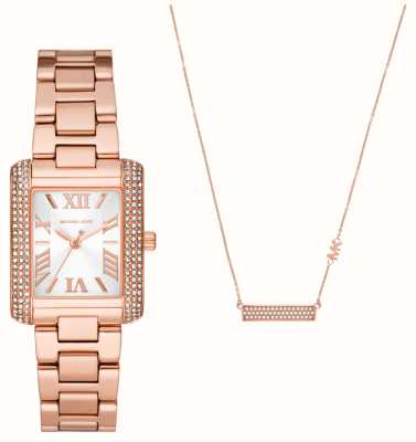 Michael Kors Женский подарочный набор из наждака | нержавеющая сталь из розового золота | подходящее ожерелье MK1074SET