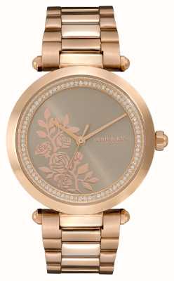 Olivia Burton Подпись | бежевый цветочный циферблат | браслет из нержавеющей стали из розового золота 24000044