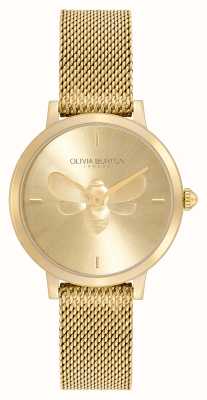 Olivia Burton Фирменная ультратонкая пчела | золотой циферблат | золотой стальной сетчатый браслет 24000022