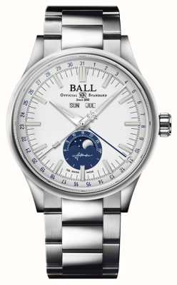 Ball Watch Company Лунный календарь Инженер II | 40мм | ограниченное издание | белый и синий циферблат | браслет из нержавеющей стали NM3016C-S1J-WH
