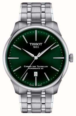 Tissot Chemin des tourelles | силовой 80 | зеленый циферблат | браслет из нержавеющей стали T1394071109100