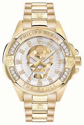 Philipp Plein Бесполые часы $kull с высоким коническим / серебряным циферблатом из стали с золотым напылением PWNAA0722