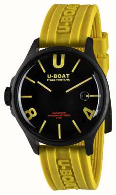 U-Boat Черно-желтый изогнутый циферблат с пвд Darkmoon (44 мм) / желтый силиконовый ремешок 9522