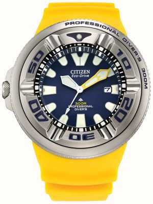 Citizen Promaster Diver 'Ecozilla' | эко-драйв | синий циферблат | желтый полиуретановый ремешок BJ8058-06L