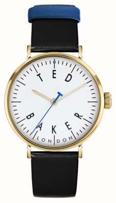 Ted Baker Мужские часы Демпси с белым циферблатом и черным кожаным ремешком BKPDPS302
