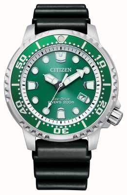 Citizen Мужские часы promaster sea eco-drive с зеленым циферблатом и черным полиуретановым ремешком BN0158-18X