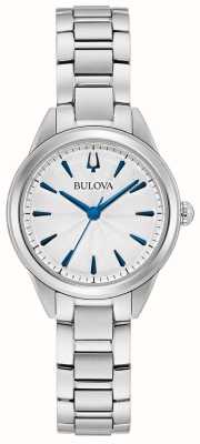 Bulova Женские классические часы из саттона, серебристо-белый циферблат / браслет из нержавеющей стали 96L285