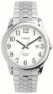 Timex Мужской легкий циферблат с белым циферблатом / расширяемый браслет из нержавеющей стали TW2V40000
