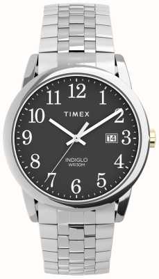 Timex Мужской удобный для чтения черный циферблат / расширяемый браслет из нержавеющей стали TW2V40200