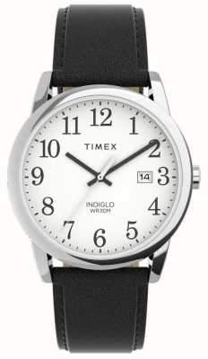 Timex Мужской легкий ридер с белым циферблатом и черным кожаным ремешком TW2V68800