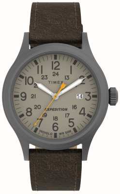Timex Циферблат Expedition scout цвета хаки из оружейной стали / темно-коричневый кожаный ремешок TW4B23100