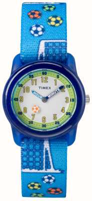 Timex Детские (29 мм) часы с белым циферблатом и синим ремешком для футбола TW7C16500