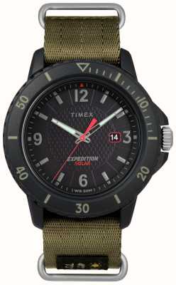 Timex Мужские часы с галлатиновым солнечным черным циферблатом и зеленым нейлоновым ремешком TW4B14500