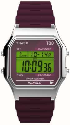 Timex 80 бордовый цифровой дисплей / бордовый полимерный ремешок TW2V41300