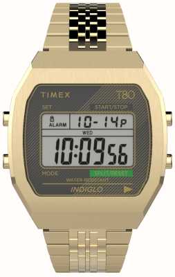 Timex Браслет из нержавеющей стали золотистого цвета с цифровым дисплеем T80 TW2V74300