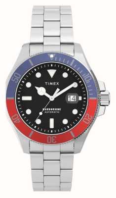 Timex Мужские часы с автоподзаводом (43 мм) с черным циферблатом и браслетом из нержавеющей стали TW2V72100