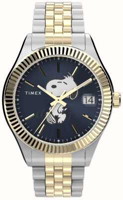 Timex Синий циферблат Peanuts x Waterbury Snopy Legacy / двухцветный браслет из нержавеющей стали TW2V47500