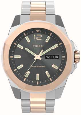 Timex Мужские часы с серым циферблатом Essex Avenue / двухцветным браслетом из нержавеющей стали TW2V43100