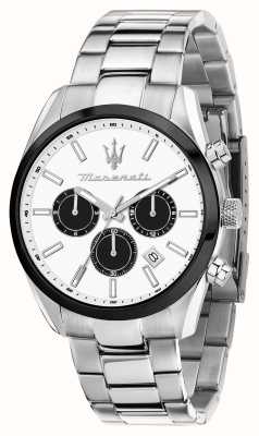 Maserati Мужские часы Attrazione (43 мм) с белым циферблатом и браслетом из нержавеющей стали R8853151004