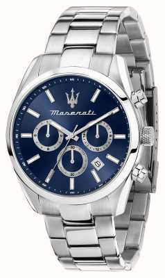 Maserati Мужские часы Attrazione (43 мм) с синим циферблатом и браслетом из нержавеющей стали R8853151005