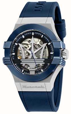 Maserati Мужские часы Potenza с автоматическим скелетонизированным циферблатом, синий силиконовый ремешок R8821108035