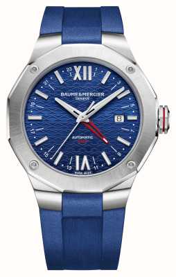 Baume & Mercier Мужские часы Riviera с автоматическим механизмом (42 мм), синий циферблат/синий каучуковый ремешок M0A10659