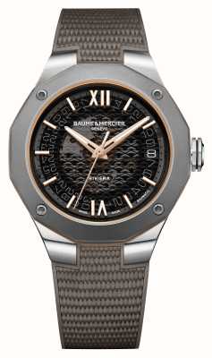 Baume & Mercier Мужские часы Riviera с автоматическим механизмом (39 мм), черный циферблат/серый каучуковый ремешок M0A10720