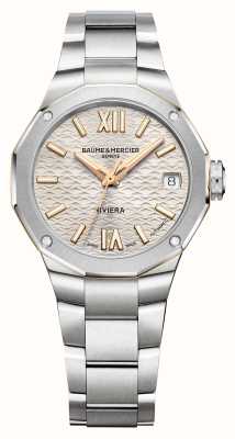 Baume & Mercier Женские автоматические часы Riviera (33 мм), циферблат цвета шампанского / браслет из нержавеющей стали M0A10730